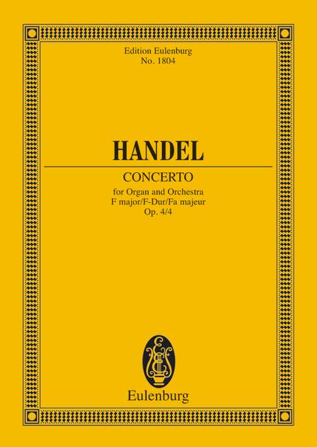 Handel: Organ concerto No. 4 F major Opus 4/4 HWV 292 (Study Score) published by Eulenburg
